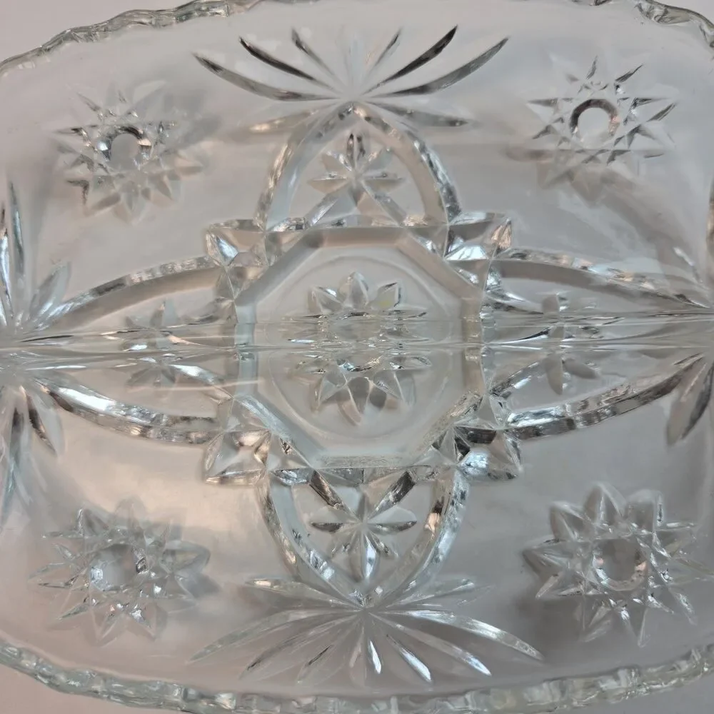 Anchor Hocking EAPC Star of David Creamer, Sugar Bowl w Lid, Relish Dish VTG